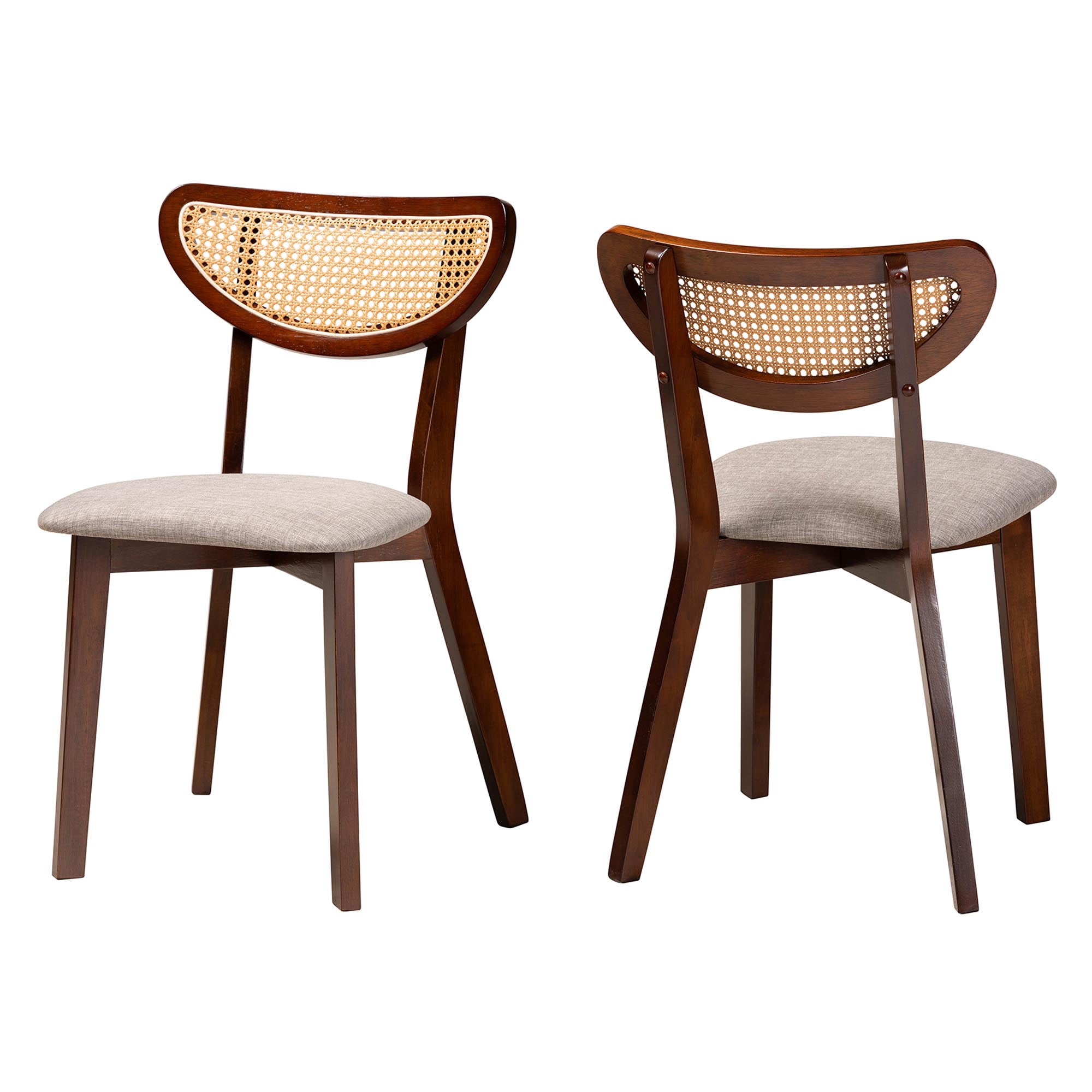 Baxton Studio Dannell Mid-Century Modern Grey Fabric and Walnut Brown Finished Wood 2-Piece Dining Chair Set