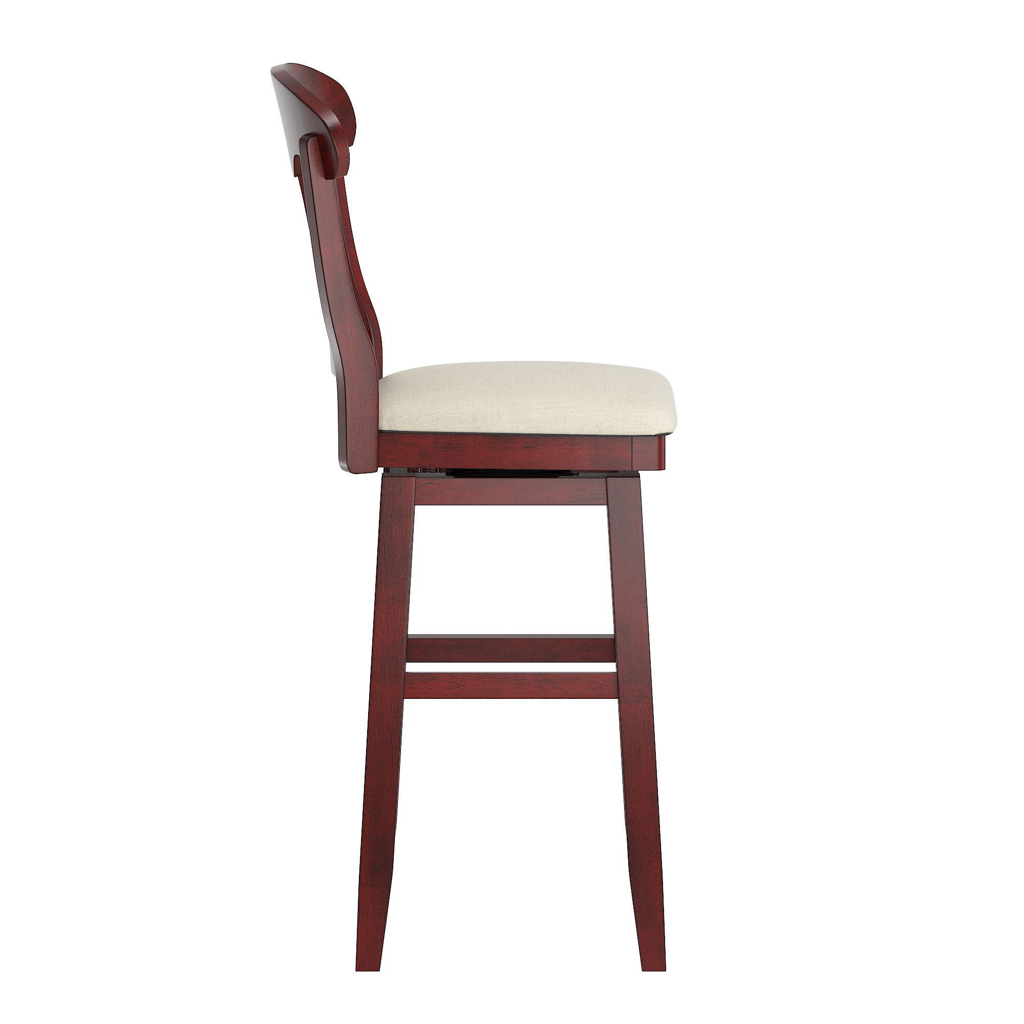 Weston Home Sheena Napoleon Back Wood Swivel Bar Stool, Antique Berry