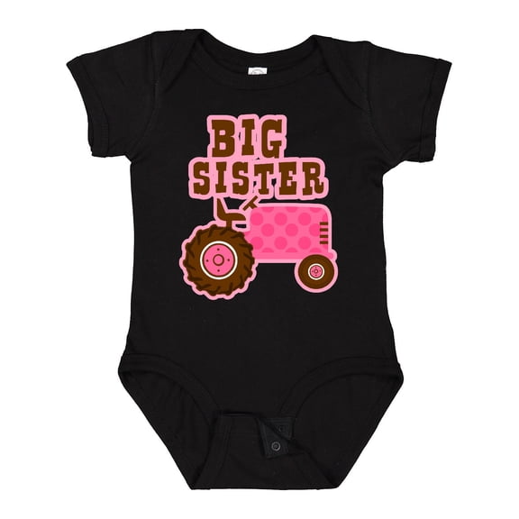 Inktastic Pink Tractor Big Sister Girls Baby Bodysuit