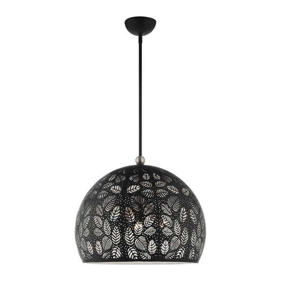 49544-04 Livex Lighting Chantily - 3 Light Pendant in Bohemian Style - 19.75 Inches wide by 26.5 Inches high-Black Finish    -Traditional Installation