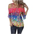 thumbnail image 1 of Mujeres sueltas casual 3/4 manga sin tirantes estampado blusa casual camiseta túnica tops Fridja czfsfas1629, 1 of 7