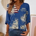 thumbnail image 2 of Evdexr Womens 250th Anniversary Usa Tops Patriotic V Neck Shirts 4th Of July Graphic 3/4 Sleeve Red Blue and White Shirt 1776 2026 Oversized Casual T Shirts Navy XL, 2 of 6