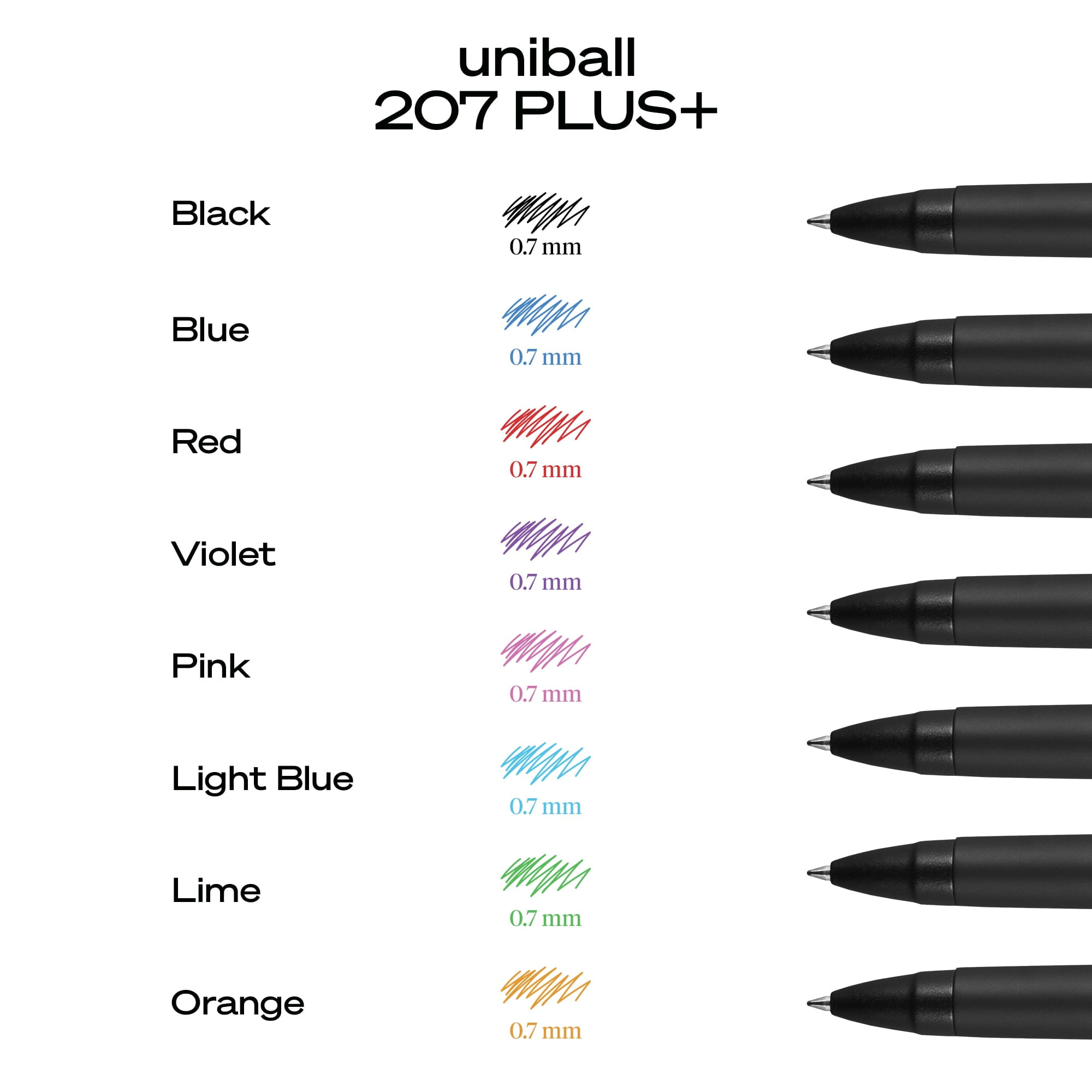 (8 pack) uniball™ 207 PLUS+ Retractable Gel Pen, Medium Point (0.7mm), Black, 2 Pack
