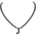 thumbnail image 1 of Collar con cadena de eslabones cubanos Yashi Colgante de letra de acero inoxidable 18+2 pulgadas, 1 of 4