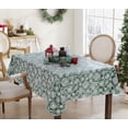 thumbnail image 5 of Newbridge Snowfall Snowflake Plaid Christmas Print Vinyl Flannel Backed Tablecloth Contemporary Snowflake Design Easy Care Wipe Clean Xmas Tablecloth, 60 Inch x 84 Inch Oblong/Rectangle, Green, 5 of 6