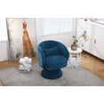 thumbnail image 3 of Swivel Accent Chair with Lumbar Pillow, 360° Swivel Barrel Chairs Armchair with Curved Back and Sturdy Base, Round Comfy Living Room Chairs Reading Sofa Chair for Bedroom, Small Spaces, Office, Teal, 3 of 7