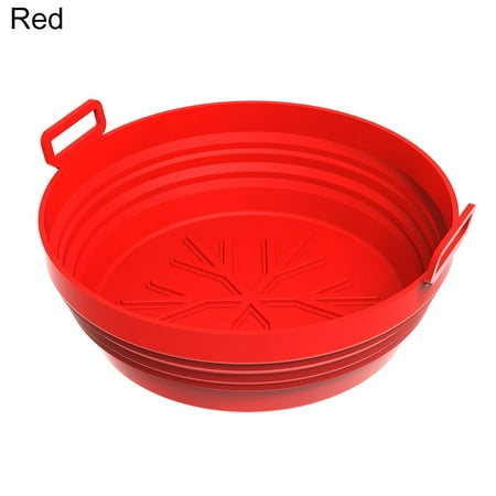 

Accessories Soft Roasting Basket Home Baking Pan Pizza Plate Silicone Pot Multifunction Foldable Air Fryer Silicone Pan RED