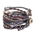 thumbnail image 4 of NOVICA Handmade Glass Beaded Macrame Bracelets in Black Set of 7 Wristband Guatemala Bohemian Sun 'Boho Histories in Black', 4 of 10