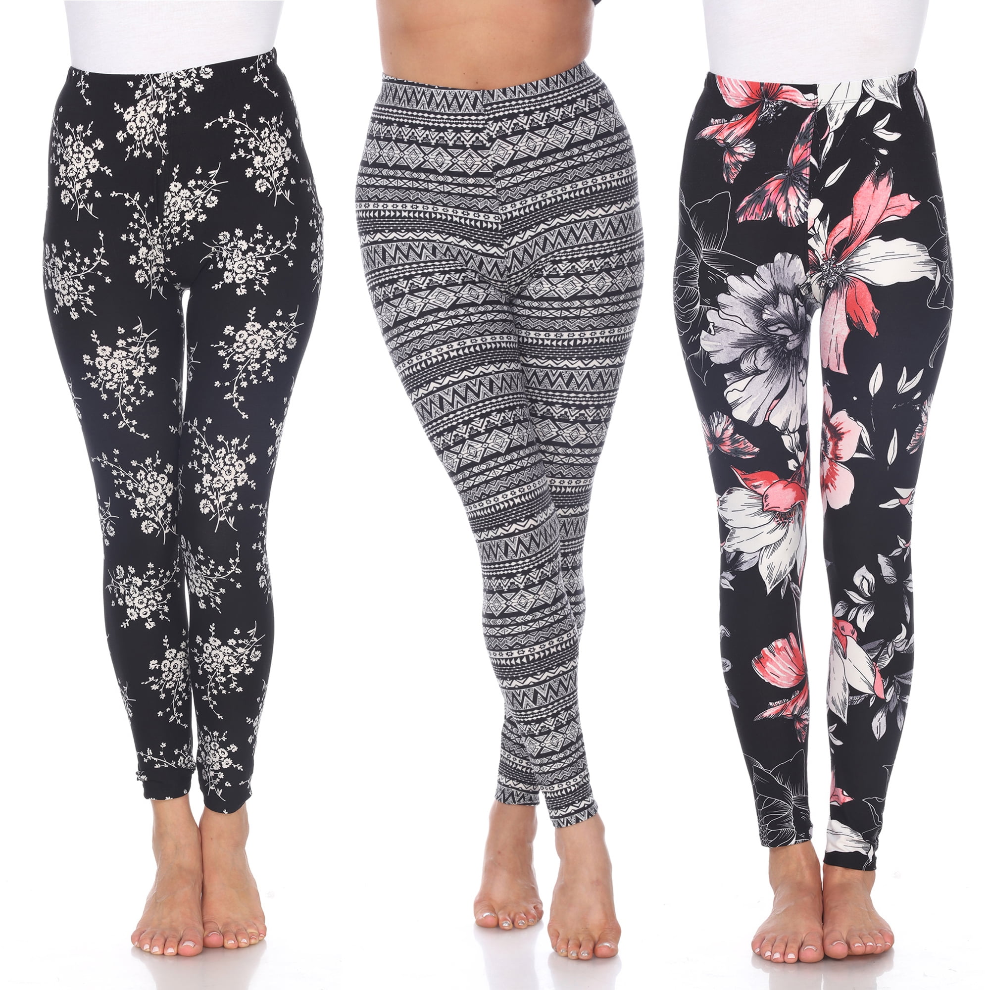 White Mark PACK 152 Women Plus Size Leggings - Pack of 3, Black