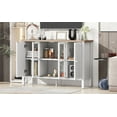 thumbnail image 5 of 47.2'' Retro TV Stand for TVs Up to 43 Inches, Entertainment Center Media Console Cabinet with 3 Spacious Cabinets, Glass Cabinet Doors & Anti-Tip Device for Living Room, 5 of 9
