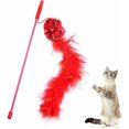 thumbnail image 5 of Juguete de plumas para gatos, juguete interactivo para gatos de 2 piezas con color púrpura y rojo, palo divertido para gatos de 30 cm para mascotas, juguetes para gatos de interior para mejorar la inteligencia y la capacidad de respuesta, 5 of 5
