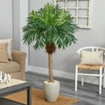 thumbnail image 2 of Nearly Natural 63" Robellini Palm Artificial Tree in Sandstone Planter, Green, 2 of 3