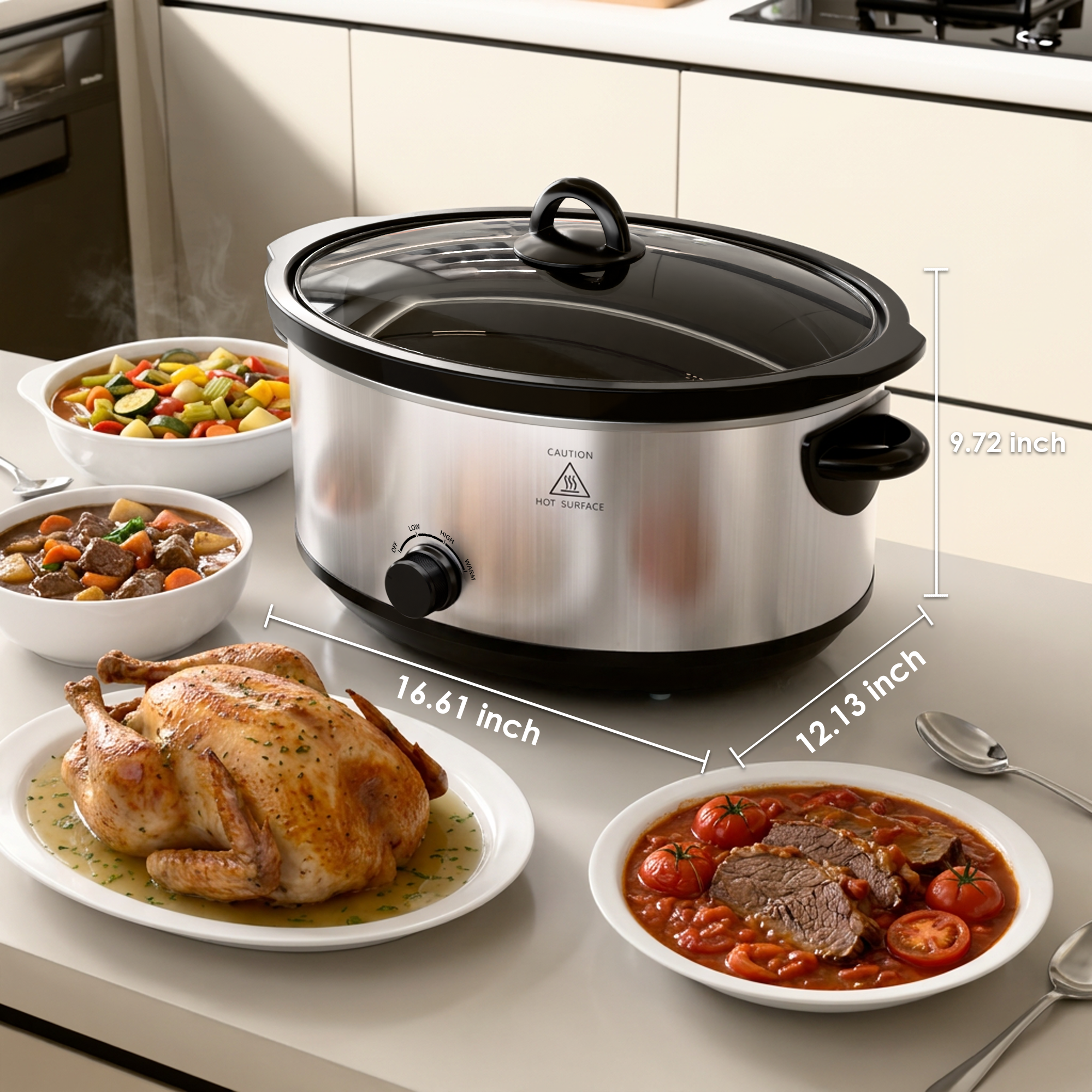 WHALLSE 7-Quart Slow Cooker with Removable Nonstick Crock photo 6