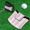 thumbnail image 5 of Haosy Pale Pink and White Striped Golf Mallet Putter Cover Strong Magnetic Leather Golf Club Headcover Closure, 5 of 7