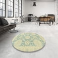 thumbnail image 4 of Ahgly Company Machine Washable Indoor Round Abstract Khaki Gold Area Rugs, 6' Round, 4 of 7