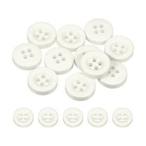 Uxcell 10pcs Sewing Button 11mm 4 Holes Resin Round Crafting Buttons, White