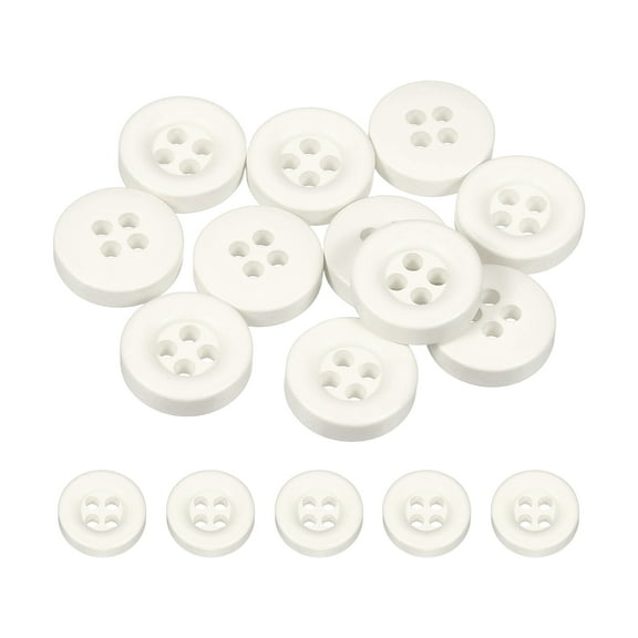 Uxcell 10pcs Sewing Button 11mm 4 Holes Resin Round Crafting Buttons, White