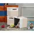 thumbnail image 4 of DECOMOMO 3-Pack Stackable Foldable Cube Storage Bin W/ Lids | Rugged Canvas Fabric Container with PU Handles, 4 of 4