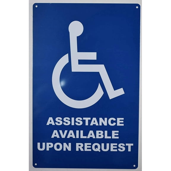 Assistance Available Upon Request Sign (Blue,Aluminium, 9x14)-The Pour Tous Blue LINE(ref-2022-4)