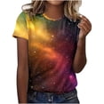 thumbnail image 2 of UPPADA T-Shirts d'Été pour Femmes à Imprimé Graphique, Col Ras du Cou, Décontractés, Manches Courtes, Coupe Ample, Chandails à Enfiler, Hauts Mode pour Vacances à la Plage, Blouses Multicolores, L, 2 of 4