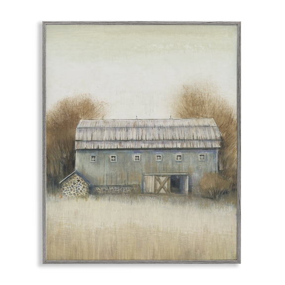 Stupell Industries Rustic Lodge Autumn Barn Vintage Farm Landscape Gray Framed Giclee Art, 16 x 20, by Tim O'Toole