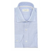 Tintoria Mattei 954 Men's Light Blue Contemporary Viscose Shirt with Pilling Long-sleeve - L