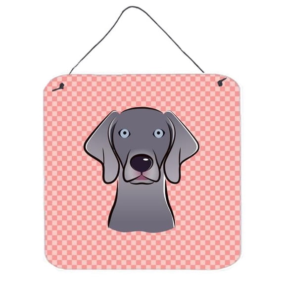 Carolines Treasures Checkerboard Pink Weimaraner Wall or Door Hanging Prints 6x6 multicolor