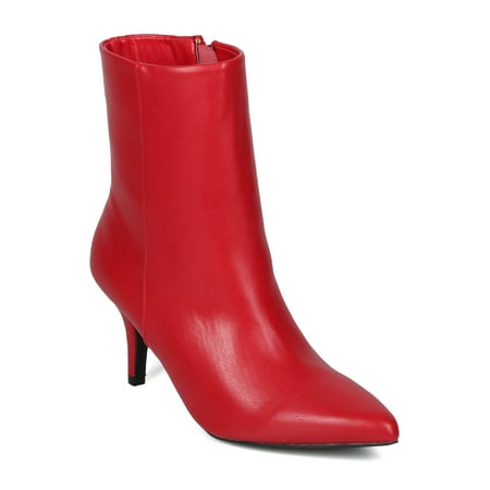 

Women Mix Media Pointy Toe Low Single Sole Riding Ankle Boot - 18150