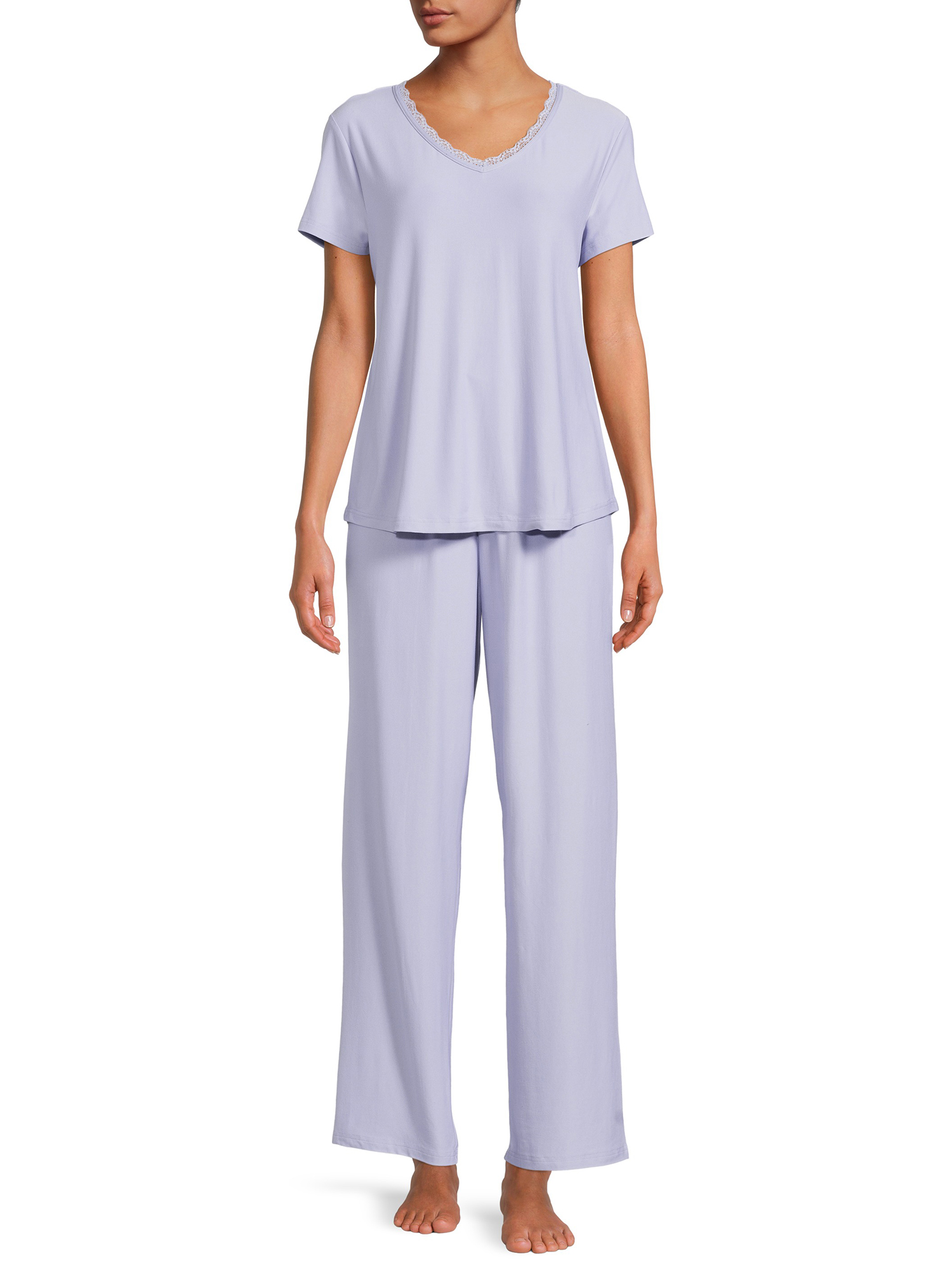Short Sleeve Top with Lace and Pants 