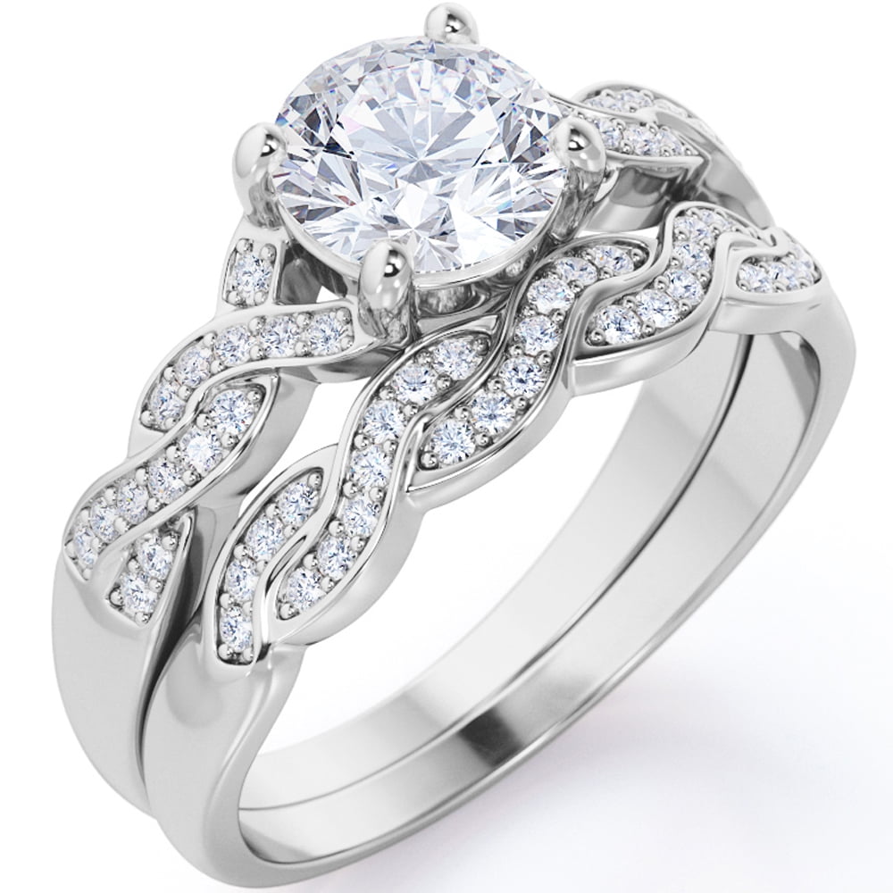 White Gold Over .925 Silver Lab Diamond Infinity Engagement Fashion Bridal Ring 