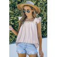 thumbnail image 3 of POGLIP Women's Sky Blue Embroidered Square Neck Striped Tank Top, 3 of 6