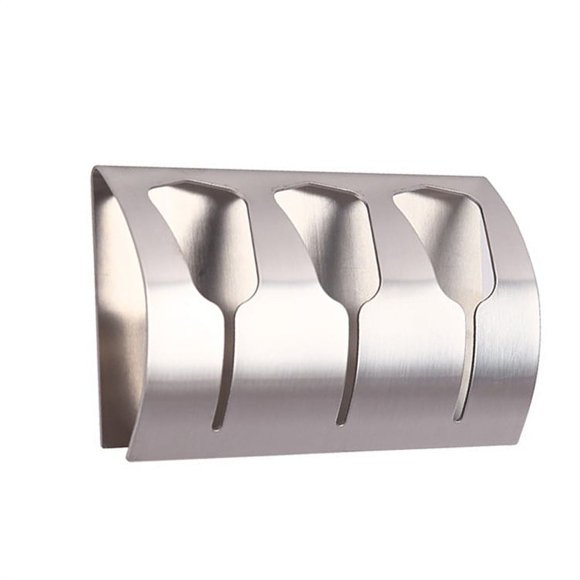 Porte Serviette Salle de Bain Adhésif, Patère Torchons Cuisine avec 3 Crochets INOX Brossé