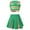 Green, variant on TiaoBug Kids Girls Cheer Leader Uniform Sleeveless V Neckline Crop Top+Skirt Halloween Outfit Blue 8