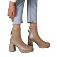 thumbnail image 3 of NECHOLOGY Botas Mujer Adulto Femenino Zapatos Botines para mujer Botines gruesos de tacón con punta cuadrada y cremallera trasera de cuero de color sólido a la para mujer (Khaki, 9), 3 of 7