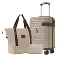 thumbnail image 2 of imerelez Luggage Sets 3 Piece Carry on Luggage 22x14x9 Airline Approved, Lightweight Hardshell ABS Suitcases with Wheels, 20 inch, Khaki, 2 of 8