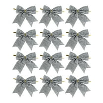 Dmlowu 12pcs Bows Christmas Tree Ornaments - 4" Christmas Bows for Xmas Decor, Velvet Bows for Christmas Tree, Hanging Decorations Christmas Bow Gifts for Holiday Party Decor