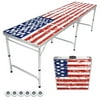 GoPong 8 Foldable American Flag Portable Beer Pong Table for Indoor Outdoor Folding Party Drinking Game Table, 6 Balls Included