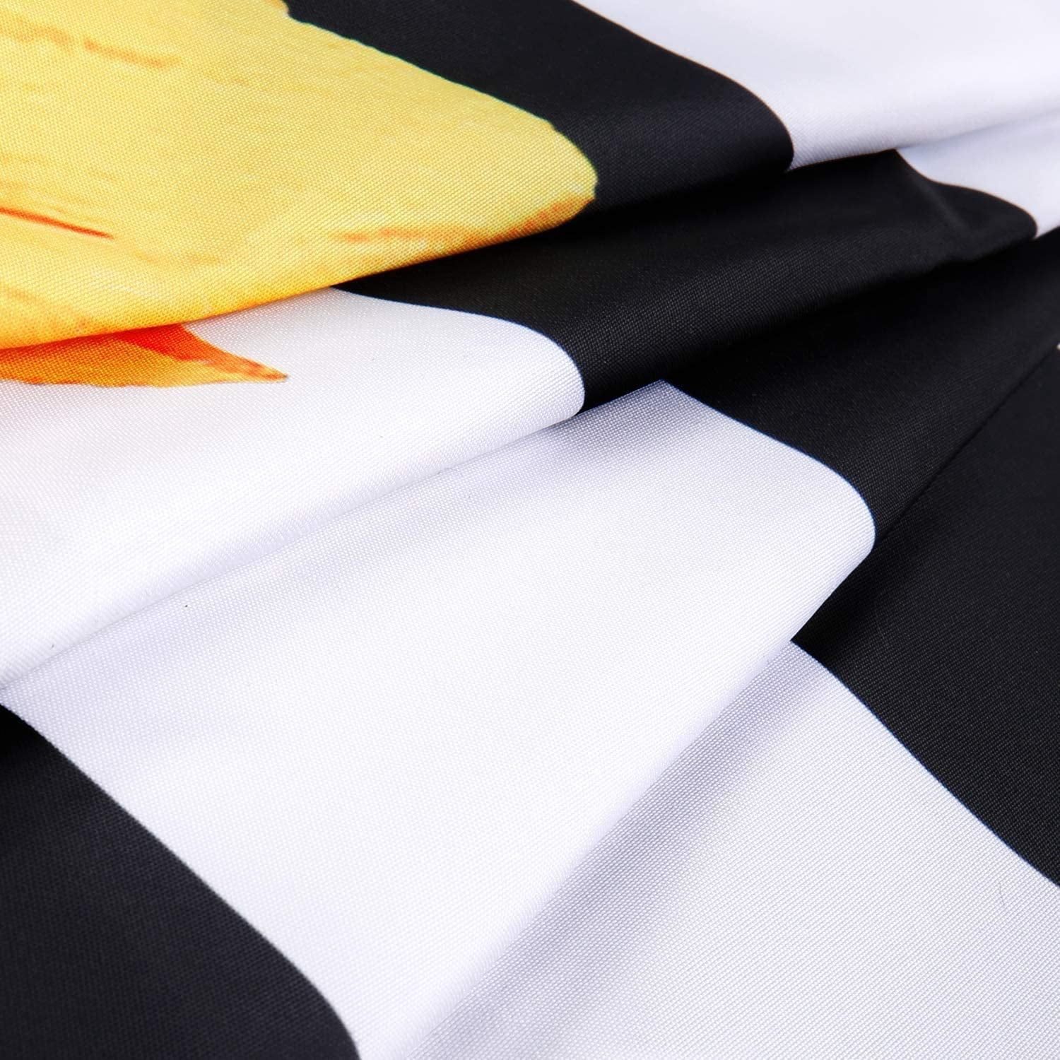 Sunflower Shower Curtain Set with 12 Hooks,Fabric Black and White Striped Sunflower Bathroom Curtain Creative Yellow Floral Modern Bathroom Accessories, Machine Washable (72" W x 84" H)