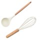 thumbnail image 1 of Juego de utensilios de cocina de 2 piezas: utensilios de cocina de acero inoxidable y silicona con mangos de madera, 1 of 5