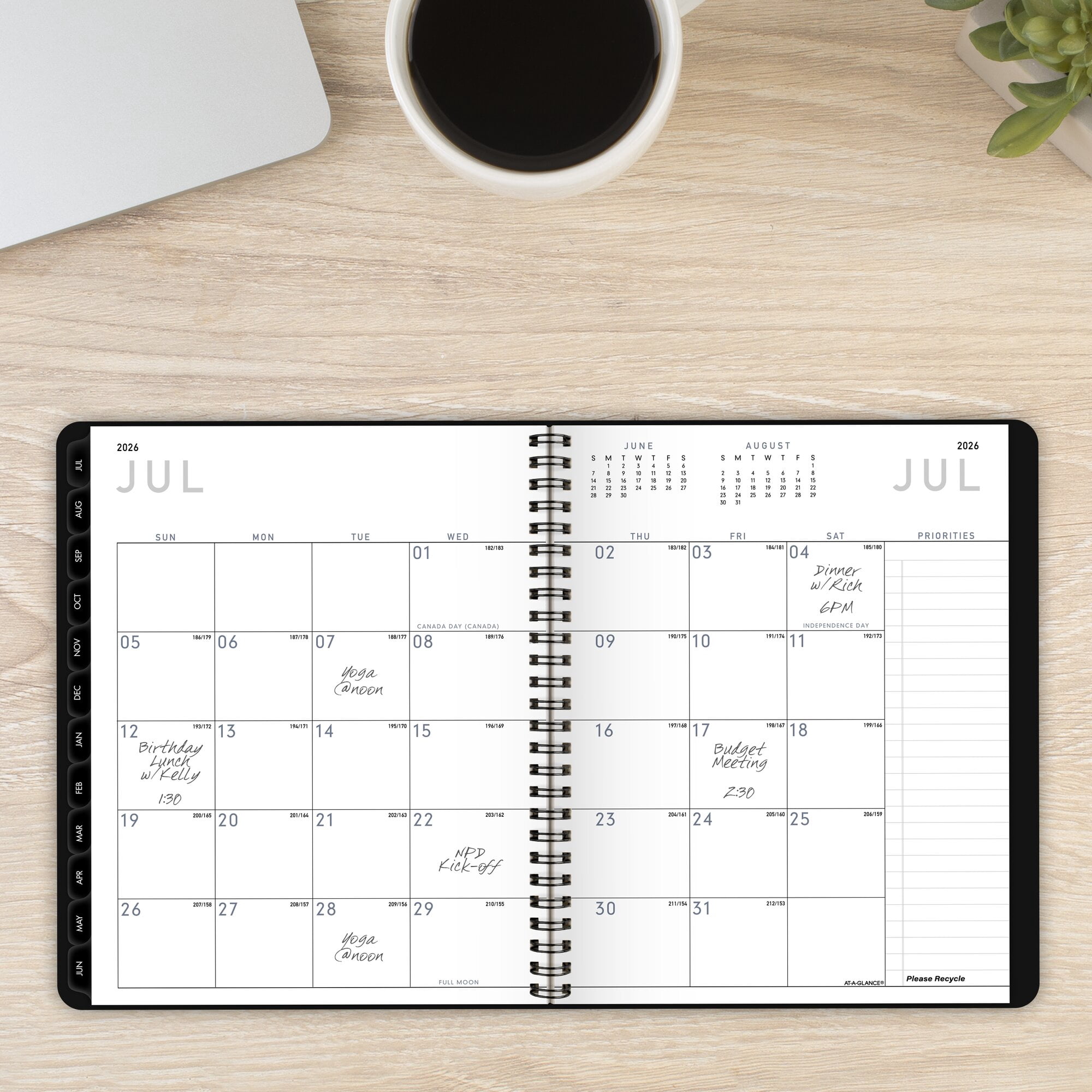 AT-A-GLANCE Contemporary Lite Academic 2025-2026 Weekly Monthly Planner Black