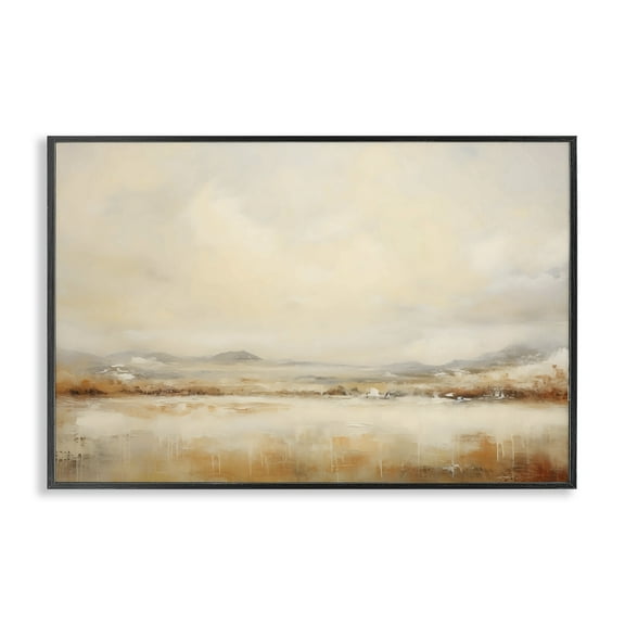 Stupell Industries Ivory and Bronze Landscape Black Framed Giclee Art design by LSR Creative Studio, 12 x 18
