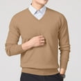 thumbnail image 5 of HAiming Men's Winter Sweater Trendy Solid Color V Neck Long Sleeve Knitted Tops Plus Size Casual Loose Pullover Blouse, 5 of 6