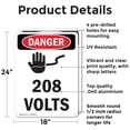 thumbnail image 2 of (2 Pack) 208 Volts OSHA Danger Sign 18 Inch X 24 Inch Indoor / Outdoor Rust-Free Aluminum Metal Signs for Workplace, Workshop, and Construction Site, Made in the USA, 2 of 8