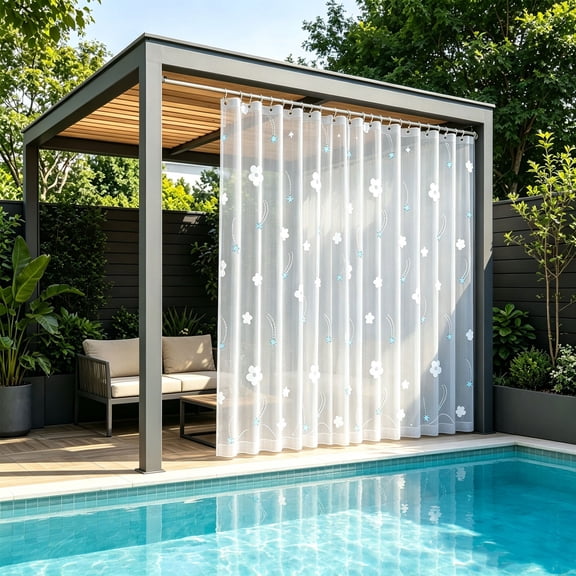 WDOBM Window Curtains, Privacy Curtains, No Drill Portable Waterproof Mosquito Net Outdoor Folding Curtain, Sheer Curtains, Light Filtering Curtains for Patio Curtains