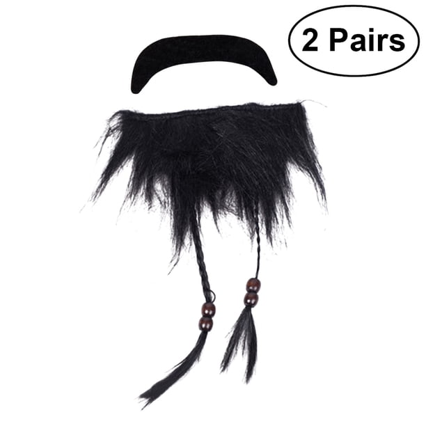 KAKOWELY Conjunto de 2 piezas de accesorios para fiesta de Halloween, disfraz de pirata con barba y bigote para cosplay (negro)