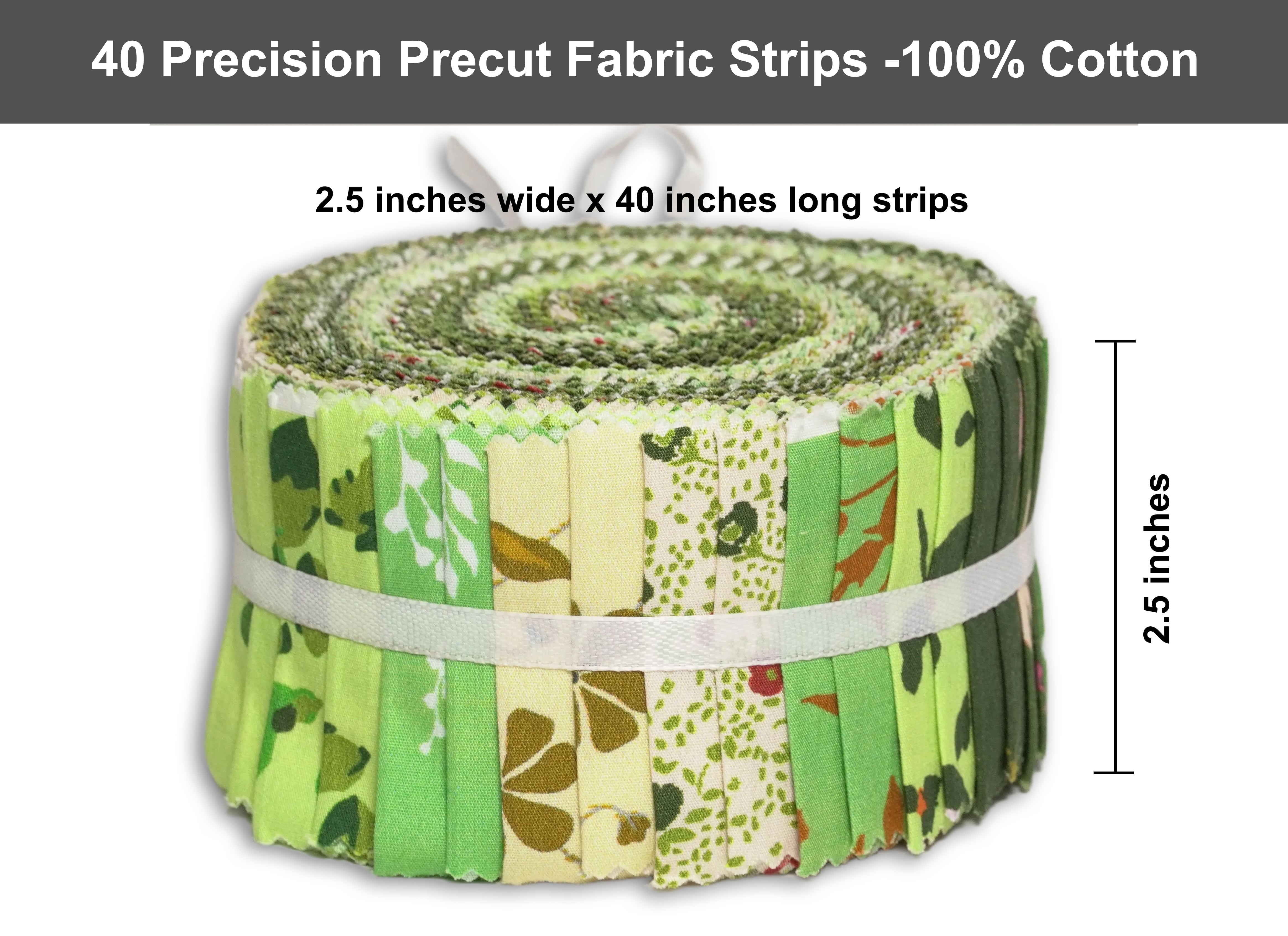 Soimoi 40Pcs Florals Print Cotton Precut Fabrics for Quilting Craft Strips 2.5 x 42 inches Jelly Roll