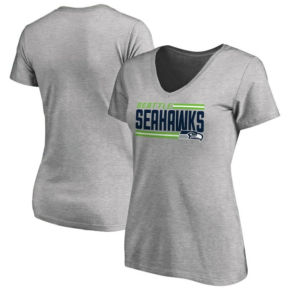 Women's Heather Gray Seattle Seahawks Iconic Collection On Side Stripe V-Neck T-Shirt