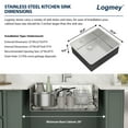 thumbnail image 4 of Logmey Stainless Steel Undermount Kitchen Sink 25x22 Single Bowl Brushed Nickel Sink, 4 of 8