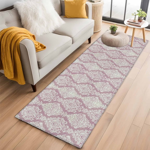 2'x6' Rug Runners for Hallways Kitchen, Southwestern Pink Boho Non Slip Entryway Beside Floor Carpet Runner, Vintage Mexican Ethnic Flowers Washable Laundry Room Bedroom Throw Rugs Mat for Family Pet