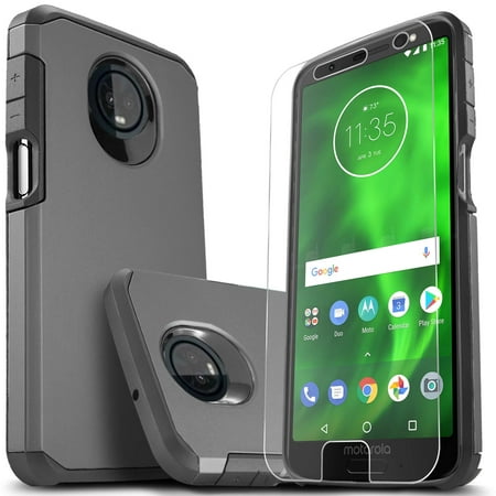 Moto G6 Plus Case, With [Premium HD Screen Protector], Heavy Duty Drop Protection Impact Advanced Rugged Protective Slim Fit Phone Cover- Black
